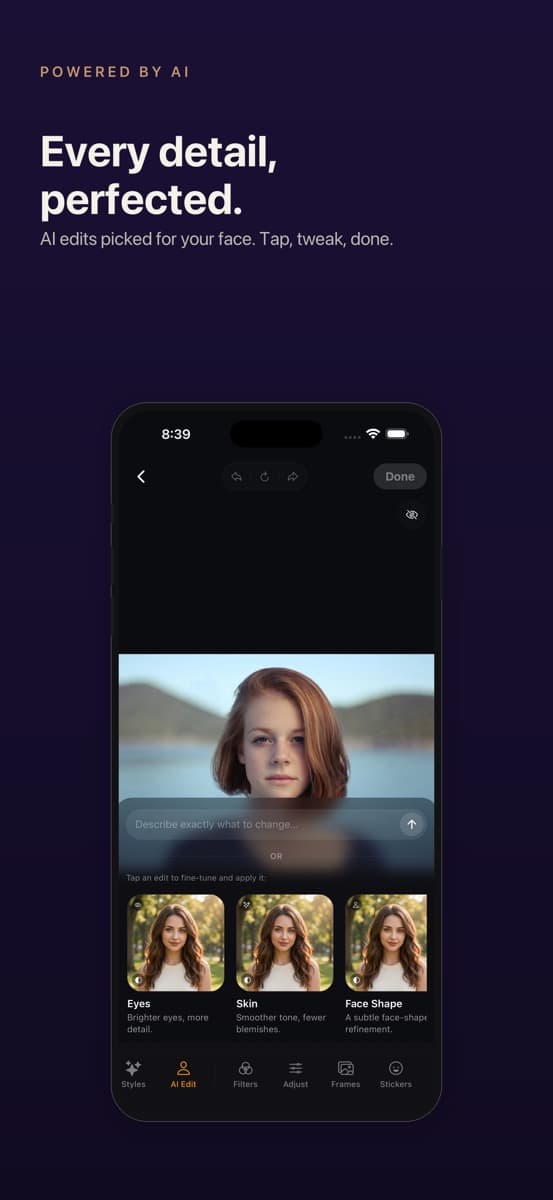 RetroSelfie AI photo editor preset screenshot