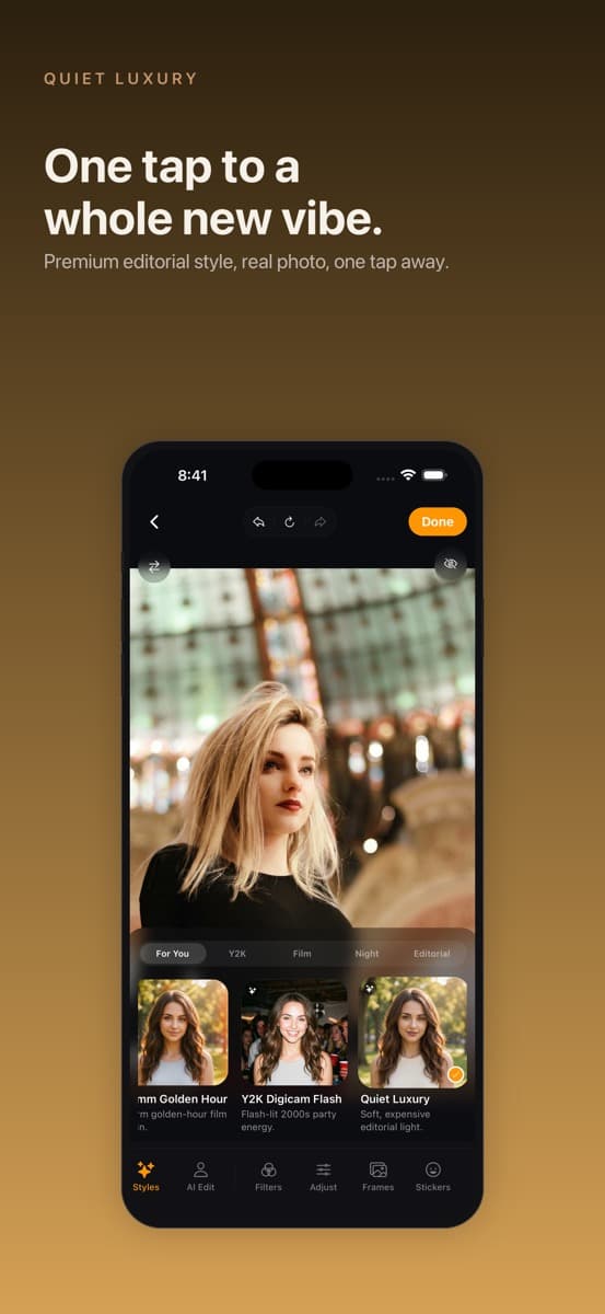 RetroSelfie before and after AI edit screenshot